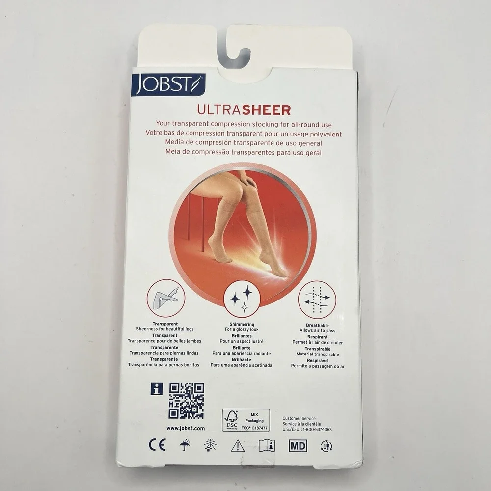 Jobst UltraSheer Knee High Compression Stockings Closed Toe 15-20 MmHg Women Med